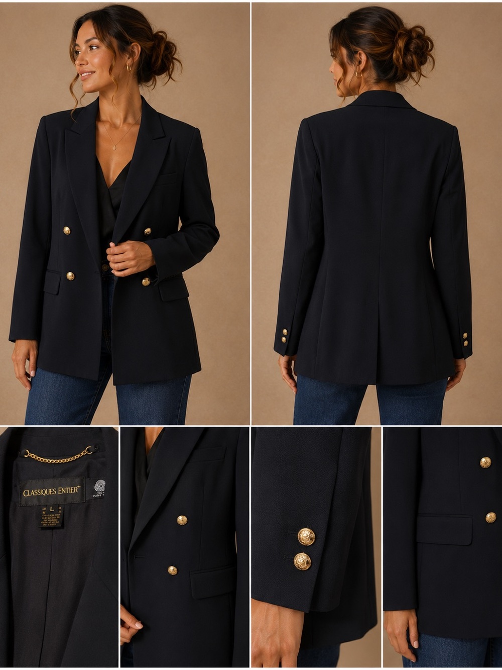 Classiques Entier Wool Oversized Longline Blazer Jacket Black Size Large